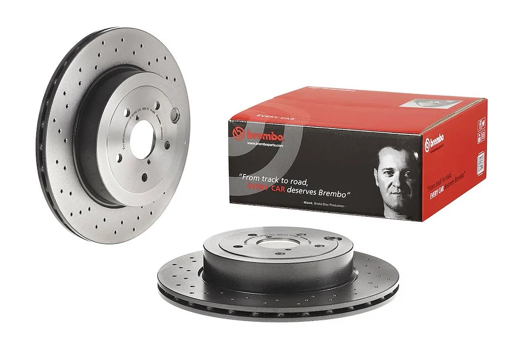 09C82911C02 – BREMBO Brake Rotor, Vented Cross Drilled One Piece Design Wheel Bolt Pattern 5 x 114.3 Millimeter 326 M...